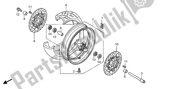 Tutte le parti per il Ruota Anteriore del Honda CBR 600F 2005