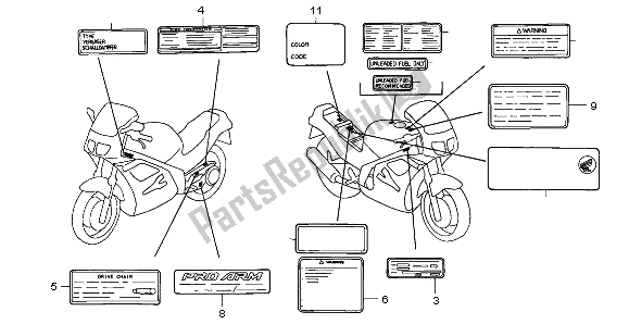 Tutte le parti per il Etichetta Di Avvertenza del Honda VFR 750F 1996