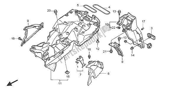 Alle onderdelen voor de Achterspatbord van de Honda VFR 800A 2005