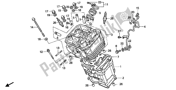 All parts for the Cylinder & Cylinder Head (front) of the Honda XRV 650 Africa Twin 1988