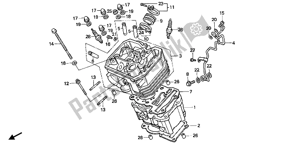 All parts for the Cylinder & Cylinder Head (front) of the Honda XRV 650 Africa Twin 1988