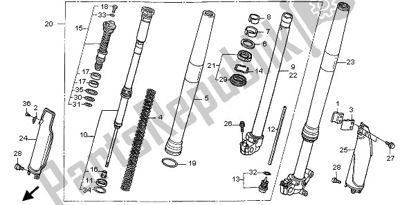 Alle onderdelen voor de Voorvork van de Honda CRF 450X 2011