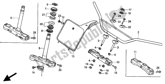 All parts for the Handle Pipe & Top Bridge & Steering Stem of the Honda CR 500R 2 1993