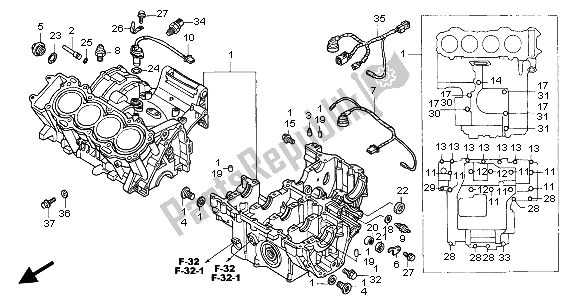 All parts for the Crankcase of the Honda CBR 1100 XX 2002