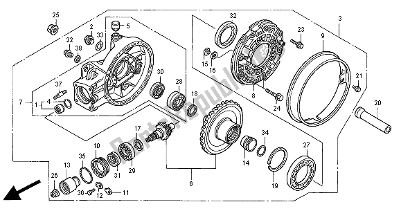 All parts for the Final Driven Gear of the Honda GL 1500C 2000