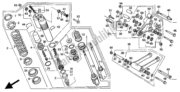 All parts for the Rear Cushion of the Honda CR 125R 1993