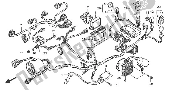 Todas las partes para Arnés De Cables (trasero) de Honda VTR 1000 SP 2005