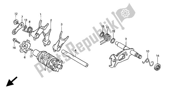 All parts for the Gearshift Drum of the Honda XR 250R 1994