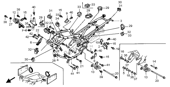 All parts for the Frame Body of the Honda ST 1100A 1996