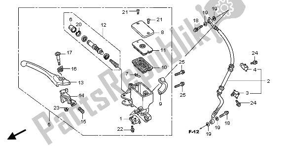 All parts for the Front Brake Master Cylinder of the Honda SH 125 2007