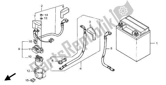 All parts for the Battery of the Honda XL 1000V 2004