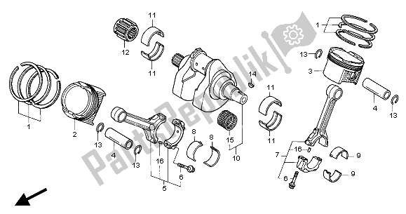 All parts for the Crankshaft & Piston of the Honda VTR 1000 SP 2000