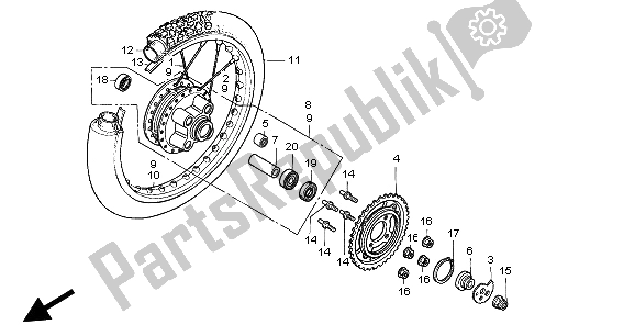 Todas as partes de Roda Traseira do Honda CLR 125 1998