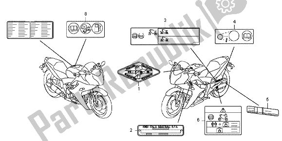 Tutte le parti per il Etichetta Di Avvertenza del Honda CBR 600 FA 2012