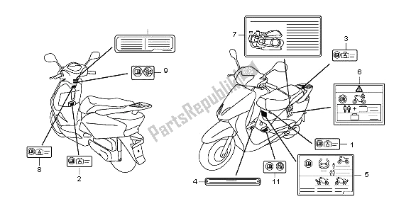 Tutte le parti per il Etichetta Di Avvertenza del Honda NHX 110 WH 2012