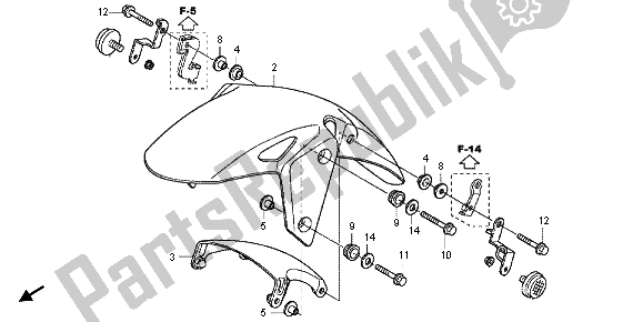 All parts for the Front Fender of the Honda CBR 125R 2012