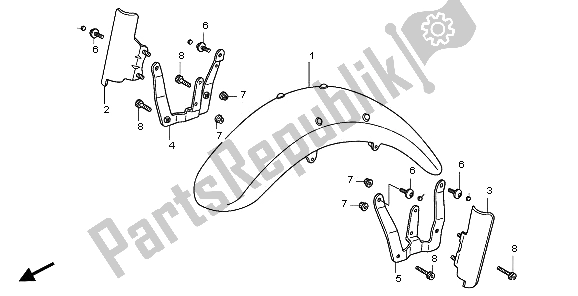 All parts for the Front Fender of the Honda VTX 1800C1 2006