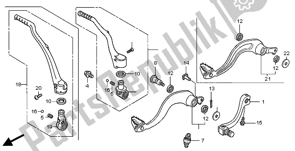 All parts for the Pedal & Kick Starter Arm of the Honda CRF 450R 2008