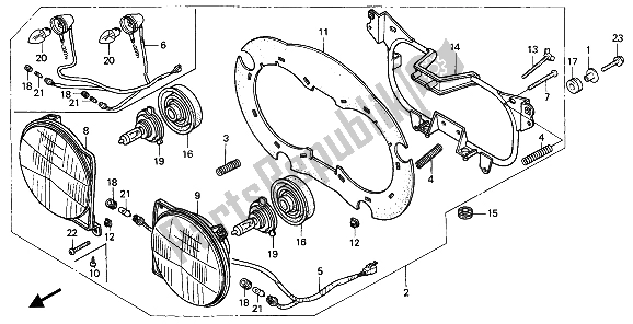 All parts for the Headlight (uk) of the Honda XRV 750 Africa Twin 1992
