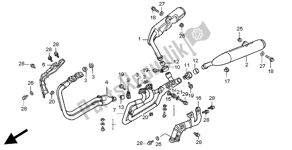 All parts for the Exhaust Muffler of the Honda ST 1100 1997