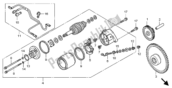 All parts for the Starting Motor of the Honda PES 150 2006