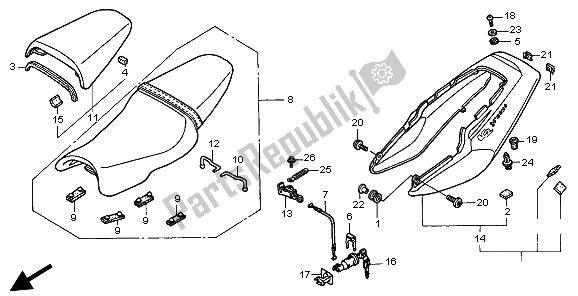 All parts for the Seat & Rear Cowl of the Honda VTR 1000F 1997