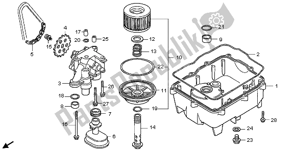Todas las partes para Filtro De Aceite Y Cárter De Aceite Y Bomba De Aceite de Honda VTR 250 2009