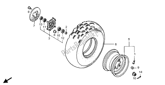 All parts for the Front Wheel of the Honda TRX 300 EX Fourtrax 2004