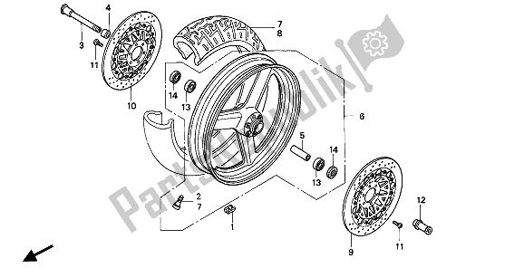 Tutte le parti per il Ruota Anteriore del Honda CB 1000F 1994