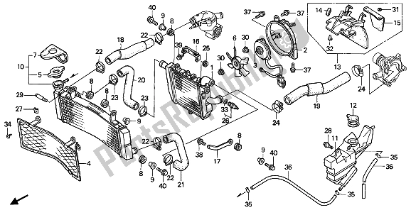 All parts for the Radiator of the Honda VFR 400R3 1990