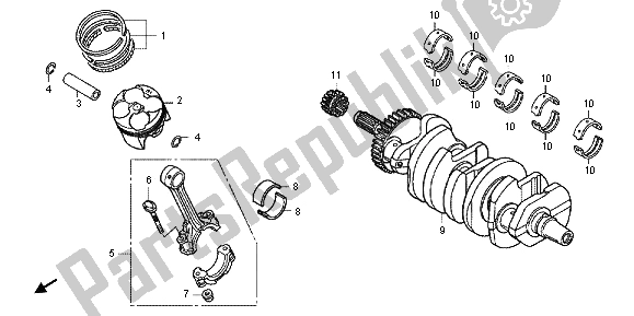 All parts for the Crankshaft & Piston of the Honda CB 600 FA Hornet 2012