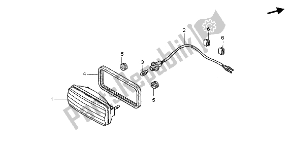Todas as partes de Luz Traseira do Honda TRX 350 FE Fourtrax Rancher 4X4 ES 2000