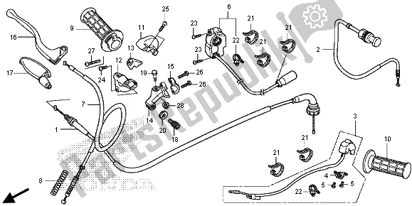 Alle onderdelen voor de Handvat Hendel - Schakelaar - Kabel van de Honda CRF 110F 2014