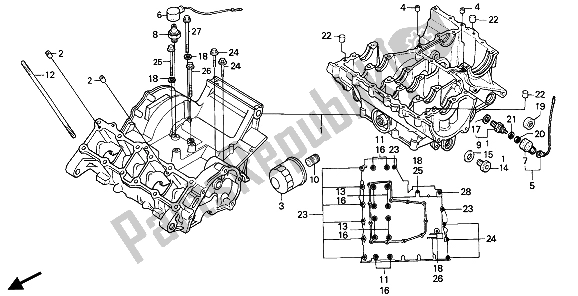 All parts for the Crankcase Set of the Honda CBR 600F 1987