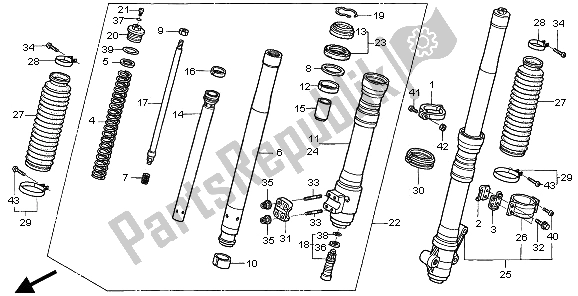 Todas las partes para Tenedor Frontal de Honda XR 250R 1997