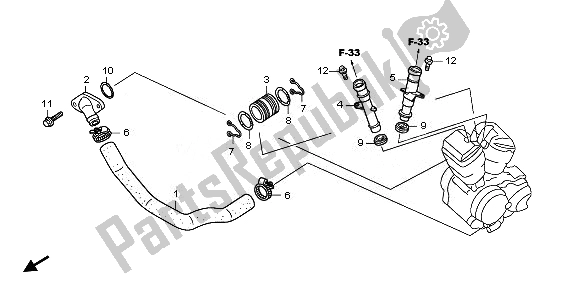 All parts for the Water Pipe of the Honda VT 750 CA 2008