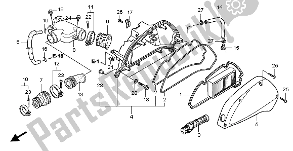 All parts for the Air Cleaner of the Honda SH 125S 2008