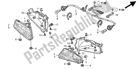 All parts for the Taillight of the Honda TRX 680 FA Fourtrax Rincon 2010