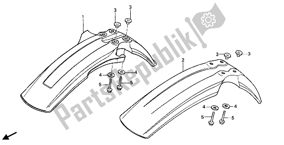 All parts for the Front Fender of the Honda XR 250R 1985