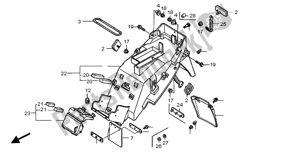 All parts for the Rear Fender of the Honda VTR 1000F 2001