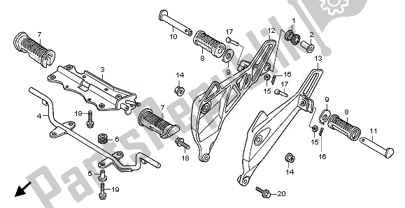 All parts for the Step of the Honda ANF 125 2008