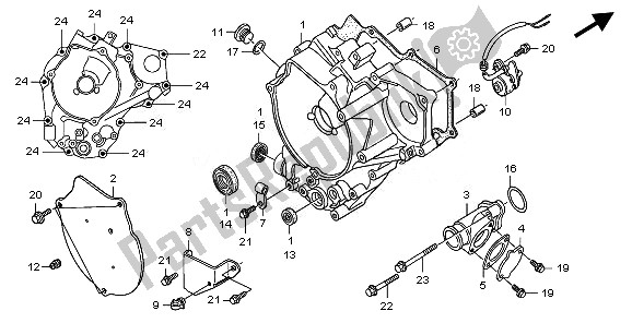 All parts for the Rear Crankcase Cover of the Honda TRX 250X 2010