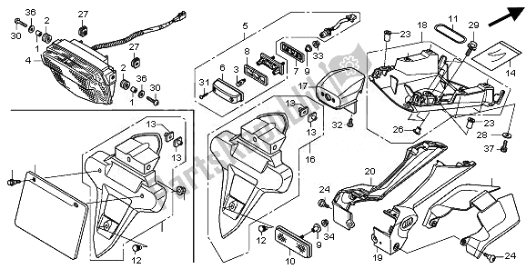 All parts for the Taillight of the Honda CBR 1000 RA 2011