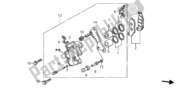 All parts for the Front Brake Caliper of the Honda CBR 125R 2013