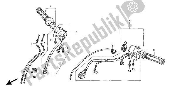 All parts for the Switch & Cable of the Honda VFR 800 FI 2000