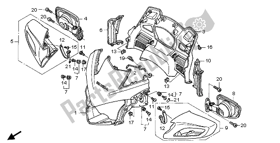 All parts for the Upper Cowl of the Honda ST 1300A 2007