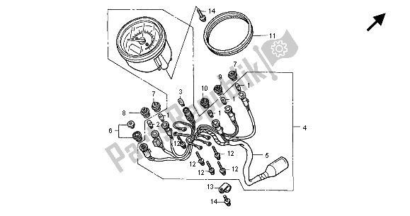All parts for the Meter (kmh) of the Honda VT 125C 2000