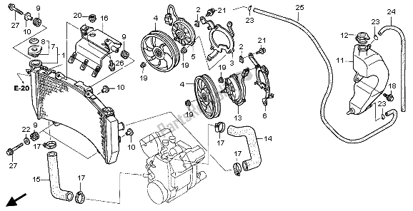 All parts for the Radiator of the Honda ST 1300A 2007