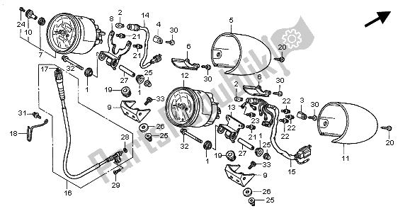All parts for the Meter (mph) of the Honda GL 1500C 2002