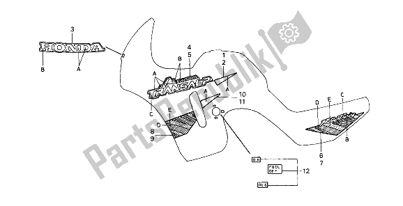Alle onderdelen voor de Streep & Merk van de Honda XL 600V Transalp 1994